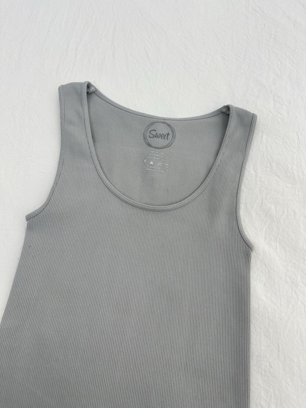 Dove Gray Ribbed Tank - Picture 5 of 7